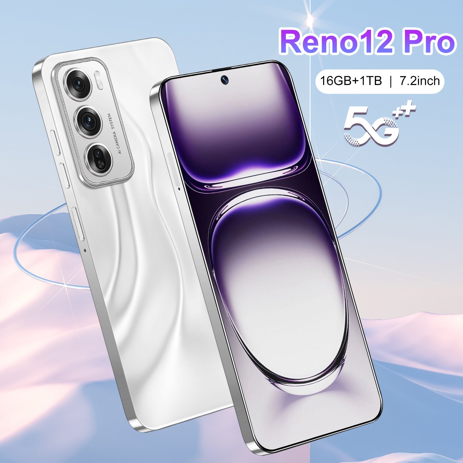 Good quality Unlocked 7.3inch Reno 12 pro 16GB+1TB 5g Smartphone Screen Android 13.0 3g&4g smartphone Face Unlock